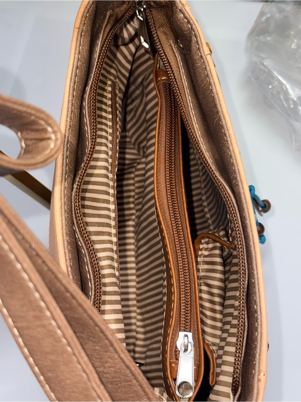 Embroidered Horse Cream Crossbody Bag with Decorative Studs - Picture 5 of 5